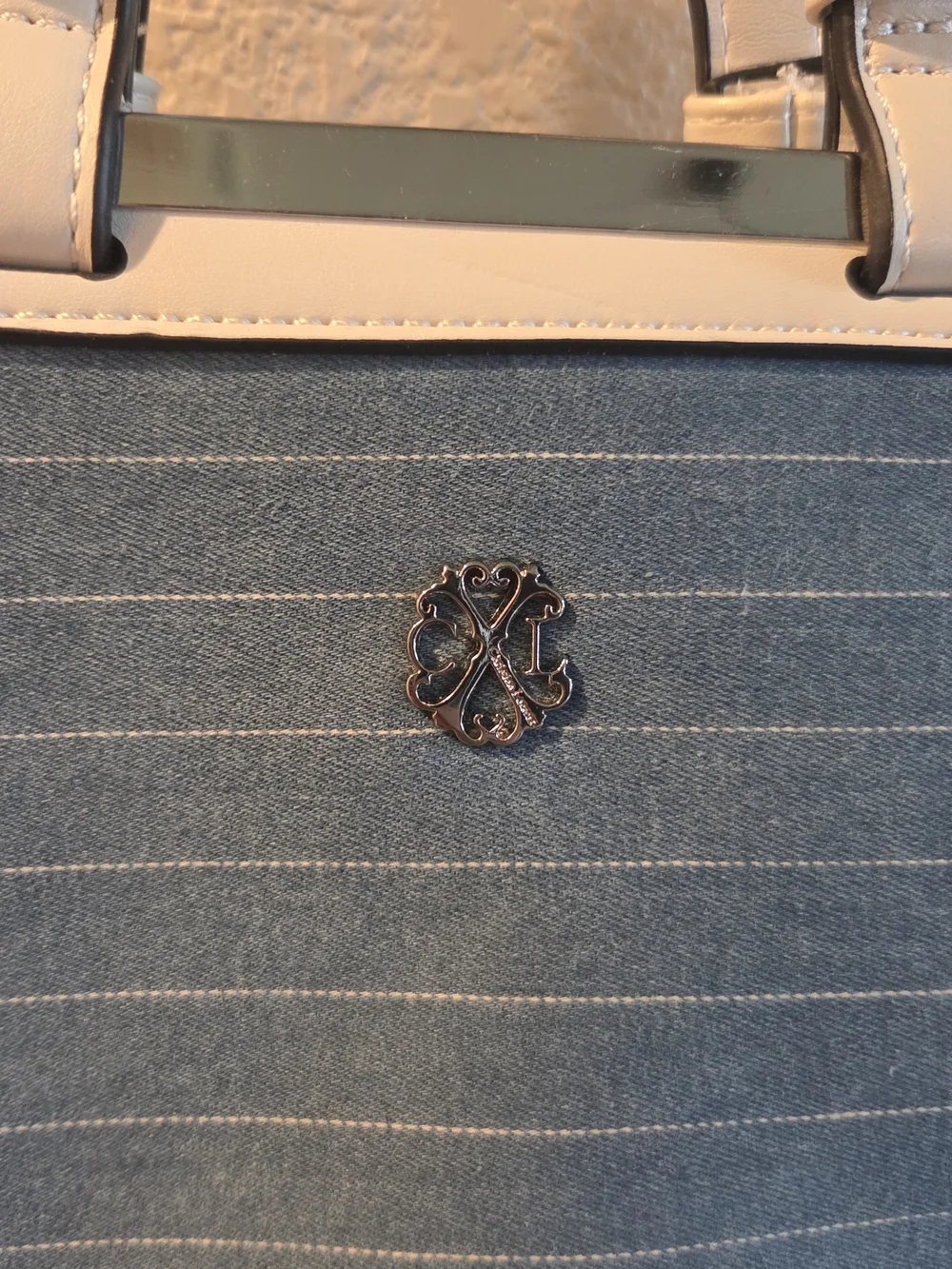 CXL BY CHRISTIAN LACROIX GIULIA SATCHEL LIGHT BLUE DENIM STRIPE